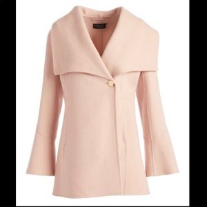 Laundry Shelli Segal Powder Pink Front Button Wrap Wool-Blend Coat